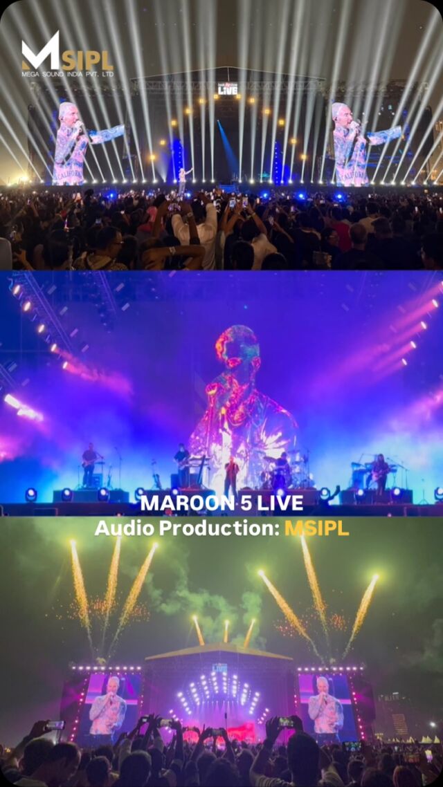 ✨ History Made! ✨

India, you witnessed magic on 3rd December 2024 as the Grammy-winning band @maroon5 @adamlevine rocked the stage for their first-ever live concert in India! The electrifying performance at the Mahalaxmi Racecourse, Mumbai, left thousands of fans mesmerized. And guess what? 
MSIPL had the honor of delivering flawless audio production for this unforgettable evening!

Our state-of-the-art @l.acoustics.official K1 System ensured every note resonated perfectly, creating a sonic experience like never before. 

🎚 Our Audio Setup for Maroon 5 Live: 
PA System:
 * 48 x L-Acoustics K1
 * 20 x L-Acoustics K2
 * 16 x L-Acoustics Kara
 * 24 x L-Acoustics K1 SB
 * 48 x L-Acoustics KS 28 
Amplification:
 * 62 x LA12X Amplifiers

Processing:  * Powered by L-Acoustics P1 Processor

Mixing Console:
 * DiGiCo Quantum 5

Network:
 * AVB Primary & Secondary Redundancy
 * GigaCore Switches

Team that Made it Happen:

Audio Director: Mr Siddhartha Chauhan @siddhartha.chauhan.official 
System Designer: Mr Vishrut V Joshi @vishrutvjoshi 
FOH & Signal Networking: Mr Sanjay K @the.madvibe 
Stage Engineers: Mr Harshal Pilare, Mr Devendra Jethi, Mr Swapnil Elpas and Mr Lokesh Salvi @kuchtohpilareharshal @devendra_jethi @mr_____yogeshh @swapnil_elpas 

@menatwork_smpl @coffeewithoutkaran87 
@spacechipp @hyperlink.brandsolutions @chiggy_26 @bookmyshow.live @bookmyshowin @stardimensions @spectrumavindia @ashishmehta7470 @mathuria_j @_haseenahalfpant 
 Swipe to relive the moments and tag us if you were there! 
#MSIPL #MegaSoundIndia #Maroon5LiveIndia #MahalaxmiRacecourse #AudioProduction #LAcoustics #DiGiCo #GrammyWinnersLive #MumbaiConcerts